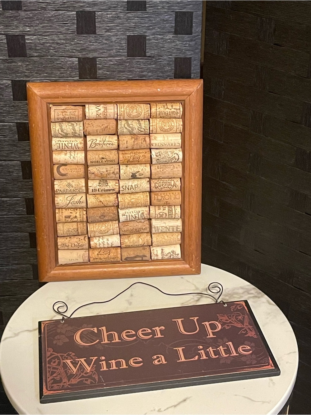 Handmade Wine Cork Craft Wood Frame Trivet Hot Pad/decor/board with sign